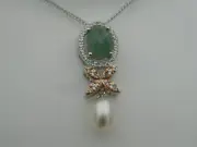 Clogau Silver & 9ct Rose Gold Jewel Superbloom Aventurine & Pearl Pendant