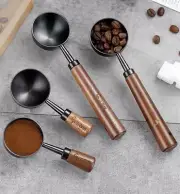 Stainless Steel Walnut Wood Handle Coffee Bean and Power Scoop Measuring Spoon