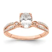 0.75ct. CZ Solid Real 14k Rose Polish 3/4ct Oval Engagement Dia Ring