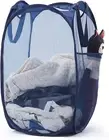 Collapsible Mesh Pop up Laundry Hamper with Sturdy Handles and Side Pocket - Por