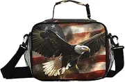 Insulated Lunch Box Bald Bird American for Women Men - Ideal for Work, Picnics - Includes Adjustable Shoulder Strap