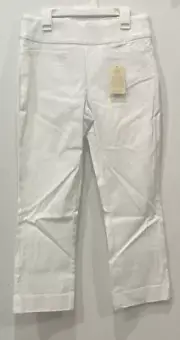 St. John’s Bay womens white capri pants size 4 wide waistband 80% rayon NWT