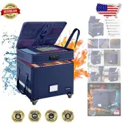 Portable Fireproof Document Organizer Box - Wheeled, Collapsible Design, Blue
