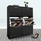 Shoe Cabinet Shoes Storage Rack Organiser Wooden Shelf 54 Pairs 6 Compartment BK