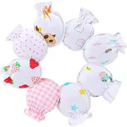 [Homoyoyo] 8pcs Cotton Mittens Soft No Scratch Hand Protectors for Newborns for Keeping Hands Warm and Preventing Scratches Random Cartoon Designs