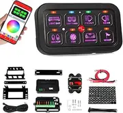 8 Gang RGB Switch Panel, Auxiliary Circuit Control Box Electronic Relay, 5 Brightness Levels Multifunction Toggle, for Truck RV ATV UTV Boat