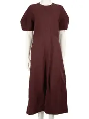 Brown Short Sleeve Midi Dress