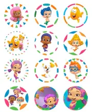 12 Bubble Guppies edible paper, cupcake cookie toppers CHOOSE SIZE pre cut