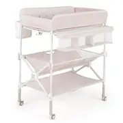 Costway 2-Tier Foldable Changing Table Diaper Nursery Storage Organizer w/Clothes Rack Cream