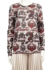 Graphic Print Mesh Top