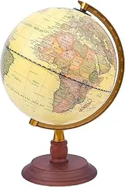 Exerz 20cm Antique Globe With a Wood Base - World Globe Rotating Vintage Decorative - Dia 20cm