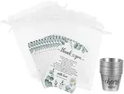 BIUDECO 12Sets Reusable Shot Glasses for Weddings Engagement Parties with Thank You Cards Sturdy Stainless Steel Liquor Cups for Special Occasions