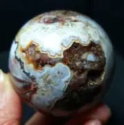 TOP 275G Natural Polished Mexico Banded Agate Crystal Sphere Ball Healing WD358