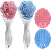 Silicone Face Scrubber and Exfoliator Brush - Facial Cleansing Brush for Blackhead, Acne, Pore, Cradle Cap - Deep Cleaning Skin Care 4 Pack