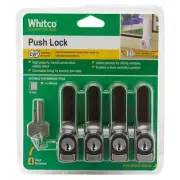 Whitco Sliding Window Push Lock 4pc - Primrose, White, Mahogany, Silver or Black