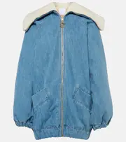 [Patou] Patou Denim and faux shearling bomber jacket AU 14 blue