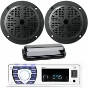 Pyle PLRMR23BTW Bluetooth MP3 Marine USB/AUX Receiver, 2 Speakers Pkg + cover