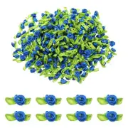 500 Pcs Mini Ribbon Roses Flowers Bows for Crafts, 15mm/0.6" Dia, Sapphire Blue