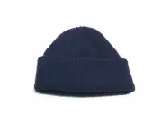 Men Women Knitted Beanie Hat Cap Warm Ribbed Winter Ski Fisherman Docker Hat - Navy