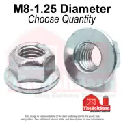 M8-1.25 Class 10 Hex Flange Top Lock Nuts Zinc Clear Coarse Thread (Pick Qty)
