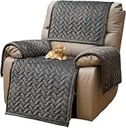 Eismodra Recliner Chair Covers,Recliner Covers That Stay in Place,Washable Recliner Slipcover for Large Recliner 3 Seater Sofa Couch Living Room Loveseat,Dark Gray Set (4 Pieces), EMRS02