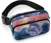 [YTLKGFP] Waist Pack Dolphins Art Printed Butt Pack Fanny Pack Hip Bum Bag for Workout Traveling Casual Running Hiking Cycling, Dolphins Art, 7.9 X 5.1 in