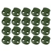 40Pcs 5mm Plastic Cord Locks Double Hole Spring Toggle Stopper, Dark Green