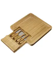 Twine Four Piece Bamboo Cheese Board And Knife Set