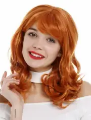 Ladies' Wig Women Long Curls Curly Wavy Fringe Cosplay Orange 3001