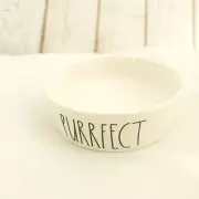 Rae Dunn Artisan Collection By Magenta White Purrfect Ceramic Cat Bowl