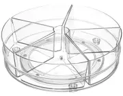 Round Plastic Lazy Susan Turntable Food Storage 5 Removable Bin 2 Pack