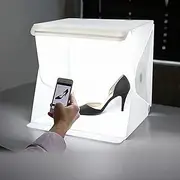 Small Photo Studio Tent, Mini Foldable Photography Studio Portable Light Box Kit ,LED Light Tent (22.6x23x24cm)+ Two Backdrops (White and Black), Shoot Amazing Pictures Like a Pro