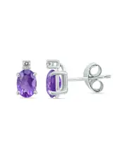 14K 1.14 ct. tw. Diamond & Amethyst Earrings NoSize NoColor