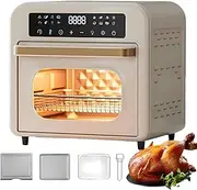 Air Fryer,15L Portable Oven,1300W Multi-Function Electric Cooker, 30-230°C Temperature Control, 360°Convection Cooking, Viewing Window for Baking White