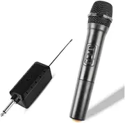 ZONADA Single Wireless Microphone, Rechargeable Mic System with Receiver and Anti-Slip Ring, 30-100 Meters Transmission Distance for Karaoke Singing, Public Speech, Wedding, Stage, Outdoor Activity