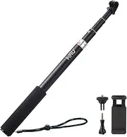 HSU Extendable Selfie Stick，Waterproof Hand Grip for GoPro Hero 12/11/10/9/8/7/6/5/4, Handheld Monopod Compatible with Cell Phones and Other Action Camera