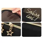 Mesh Makeup Bags Black and Heart Cosmetic Bag Portable Zipper Pouches WashbR Bk