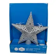Holiday Time Silver Glitter Star Lighted Projection LED Tree Topper 11.375"