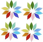Sewroro 42Pcs Leaf Shaped Glass Pieces for DIY Crafts for Home Decor and Garden Art Projects Art Supplies for Creative Patterns