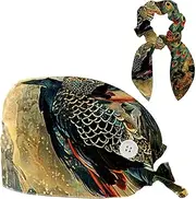 [YTYVAGT] Scrub Caps Women,Scrub Hats Suitable for Women,Colored Feather Peacock Flower