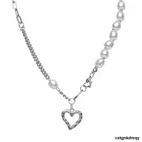 在飛比找露天拍賣優惠-silver Pearl Love Pendant Neck