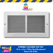 Everbilt E123RW1 12" x 6" 1-Way Steel Baseboard Return Air Grille in White