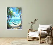 Swinging Gently in A Hammock on A Beach with Palm Trees Premium Quality Poster