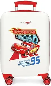 Joumma Disney Cars Good Mood Cabin Suitcase White 33 x 50 x 20 cm Rigid ABS Combination Lock Side 28.4L 2 kg 4 Double Wheels Luggage Hand Luggage, White, Cabin Suitcase, White, Cabin Suitcase