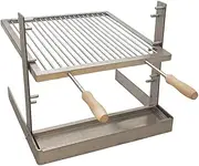 SpitJack Portable Camping Grill. Cook Over a Fireplace or Campfire with an All SS Argentine Santa Maria Cooking Grate and Drip Pan. 18 X 17 Inch Grill