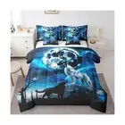 Feelyou Kids Wolf 7 Piece Bedding Set King Size, Galaxy Howling Wolf Bed in a...