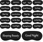 20 Pieces Bulk Funny Sleep Silk Eye Mask Eye Sleeping Mask with Adjustable Strap Blackout Eye Mask for Sleeping Night Silk Blindfold Sleeping Eye Cover Mask for Women Men Kids (Black)