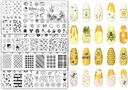 JarThenaAMCS 4Pcs Bee Nail Plates Stamping Set Honeycomb Floral Stamp Templates Nail Art Plates for Spring Summer DIY Print Manicure Salon Design
