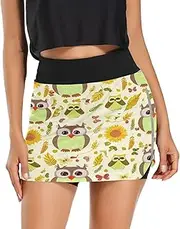 [RPLIFE] Whimsical Owls Ladies Sport Skort, Skorts with Pockets，Tenni Skirt Pocket