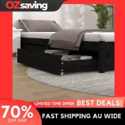 wooden bed drawers storage black under bed solid pine 90x93x18 cm 4983